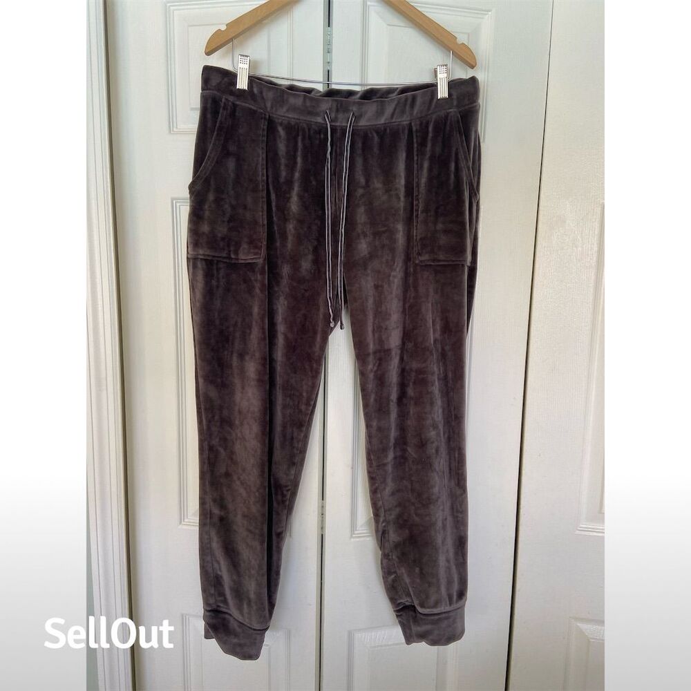 Cynthia Rowley Women's Velour Jogger Lounge Pants Gray XL